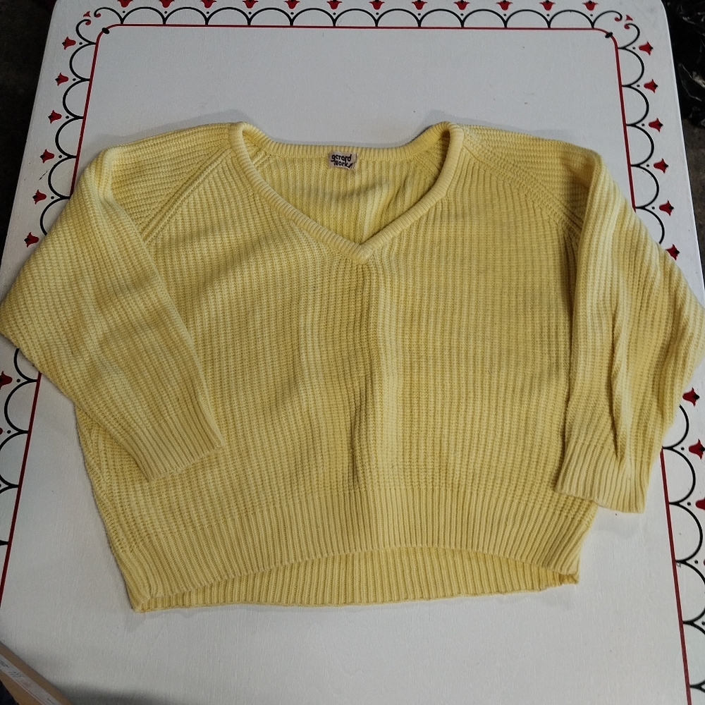 Vintage Gerard Works Sunny Yellow V-Neck Sweater for Women